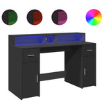 Desk with LED Lights Black 140x55x91 cm Engineered Wood 3309421