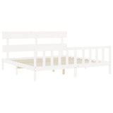 Bed Frame without Mattress White Super King Size Solid Wood Pine 3193287