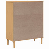 Highboard SENJA Rattan Look Brown 90x40x112cm Solid Wood Pine 358052