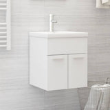 Sink Cabinet with Built-in Basin White Engineered Wood 3070811
