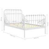 Extendable Bed Frame White Powder-coated metal Single 324741