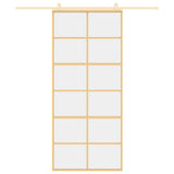 Sliding Door Gold 90x205 cm Clear ESG Glass and Aluminium 155167