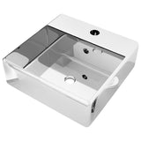 Wash Basin with Overflow 41x41x15 cm Ceramic Silver 143477