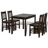 Dining Set 5 Pieces Pine Wood Brown 241221