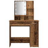 Dressing Table Set with LED Old Wood Engineered Wood 3329185
