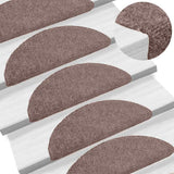 Stair Mats Self-adhesive 15 pcs 65x21x4 cm Light Brown Half Round Large 132696