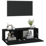 Wall TV Cabinets 2 pcs Black 100x30x30 cm Engineered Wood 804545