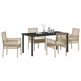Garden Dining Set with Cushion 5 pcs Beige Poly rattan 3379894