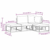 Garden Sofa Set with Cushion 4 pcs Black Aluminium 3378854