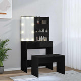 Dressing Table Set with LED Black Engineered Wood 3114108