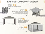 Pop Up Canopy Tent with Double Roof, Zipped Mesh Sidewalls, Carrying Bag, Height Adjustable for T3398P325195