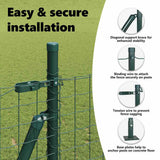 Fence Post with Concrete Base 26 pcs Green Powder-Coated Steel 3350233