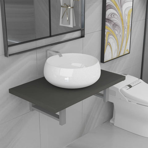 ZNTS Two Piece Bathroom Furniture Set Ceramic Grey 279334