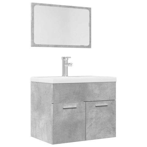 ZNTS 2 Piece Bathroom Furniture Set Concrete Grey Engineered Wood 856373