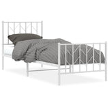 Metal Bed Frame without Mattress with Footboard White 80x200cm 374495