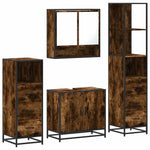 ZNTS 4 Piece Bathroom Furniture Set Smoked Oak Engineered Wood 3301277