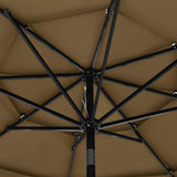 3-Tier Garden Parasol with Aluminium Pole Taupe 3 m 313871