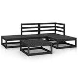 5 Piece Garden Lounge Set Black Solid Pinewood 3075483