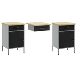 Work Cabinet Set with Drawer with Storage Manual 10 pcs Black 3321474