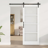 Sliding Door ORKDAL White 83 x 202 cm Solid Pine Wood and Glass 3331942