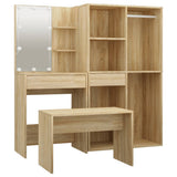 Dressing Table Set with LED Sonoma Oak Engineered Wood 3114101