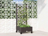 Garden Planter with Trellis&Wheels Brown 40 x 40 x 131.5 cm PP 3422914
