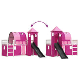 Bunk Bed without Mattress with Slide and Curtains Pink 90x190 cm Single 3284184