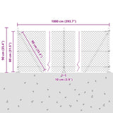 Welded Wire Fence with Concrete Base 10 x 0.8 m 3351228