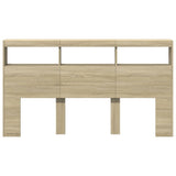 Headboard Cabinet with LED Sonoma Oak 180x17x102 cm 839212