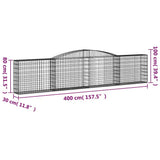 Arched Gabion Baskets 20 pcs 400x30x80/100 cm Galvanised Iron 3146863