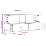 TV Cabinet Smoked Oak 90x33x45 cm Engineered Wood&Iron 831795