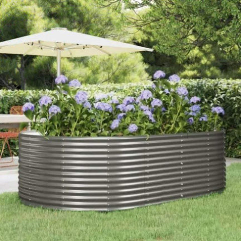 Garden Raised Bed Grey 212x140x68 cm Galvanised Steel 319094