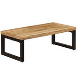 ZNTS Coffee Table 100x50x35 cm Solid Mango Wood and Steel 247337