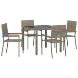 Garden Dining Set 5 pcs Grey Poly Rattan 3365388