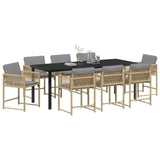 Garden Dining Set 9 pcs Beige Poly Rattan 3380768