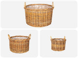 Planter Basket GENDT 3 pcs Natural Brown Kubu Rattan 42020956