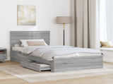 Bed Frame with Drawer Grey Sonoma 100 x 200 cm Engineered Wood 3410936