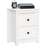 ZNTS Bedside Cabinet White 50x35x61.5 cm Solid Wood Pine 813681