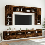TV Wall Cabinet with LED Lights Smoked Oak 60x30x40 cm 837191