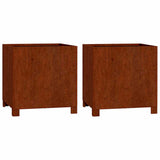 Planters with Legs 2 pcs Rusty 40x40x40 cm Corten Steel 823681