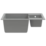 Kitchen Sink with Overflow Hole Double Basins Grey Granite 147086