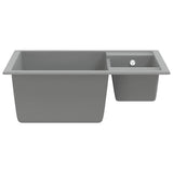 Kitchen Sink with Overflow Hole Double Basins Grey Granite 147086
