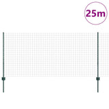 Fence with Posts Green 1 x 25 m Steel 3336007