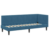 Corner Bed Frame with Headboard Blue 80 x 200 cm Velvet 42016327