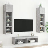 6 Piece TV Wall Units with LED Concrete Grey Engineered Wood 3216625