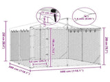 Outdoor Dog Kennel with Roof Silver 3x3x2,5 m Galvanised Steel 3190486
