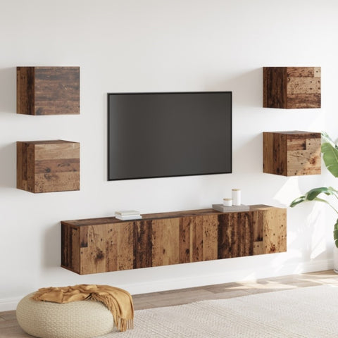 ZNTS TV Cabinet 6 pcs Brown 160 x 30 x 30 cm Engineered wood 3393417