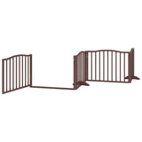 Dog Gate with Door Foldable 10 Panels Brown 800 cm Poplar Wood 3155635