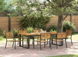 Garden Dining Set 7 pcs Black Solid Acacia Wood 3365463