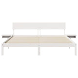 Bed Frame with Headboard White 200 x 200 cm Solid Pine Wood 3385749